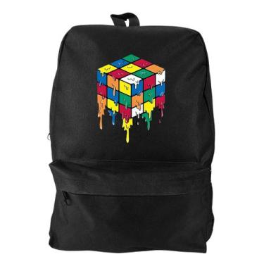 Imagem de Mochila Bolsa Masculina Basica Escolar Pega a Visão Estampado Cubo Mág