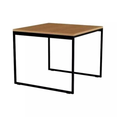 Imagem de Mesa de Jantar Industrial 80x80 MDF Preto e Carvalho - Estilo Moderno 