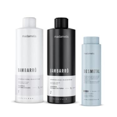 Imagem de Kit escova progressiva bambarrô 1l + desmetal detox quelante - MADAMEL