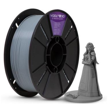 Imagem de Filamento Para Impressora 3D - PLA Cinza Claro Velvet - 1Kg - 1,75mm - Voolt3D