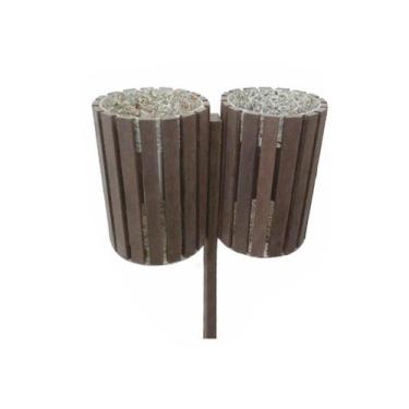 Imagem de Lixeira de 1,5m marrom dupla 80 litros redonda / lc-24dc - Lanci Madei