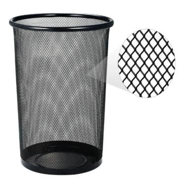 Imagem de Lixeira Escritorio Cesto Metal Aramado Grande 12 Litros Telado Casa Quarto Multiuso preto