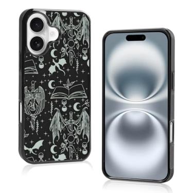 Imagem de Odhtst Capa de telefone Estética Bookish Fantasy Dragon compatível com iPhone, TPU à prova de choque proteção vintage dragão Wyverns amantes de livros espadas sálvia capa de telefone para meninas e