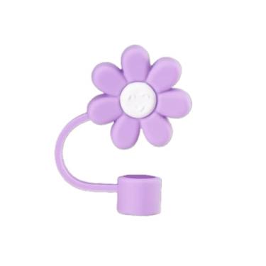 Imagem de Linda cobertura de palha de silicone com rosto sorridente para Stanley 30 e 1,134 g, tampa de palha à prova de respingos, tampa de palha reutilizável, ponta de canudo de 10 mm (pruple e whire)