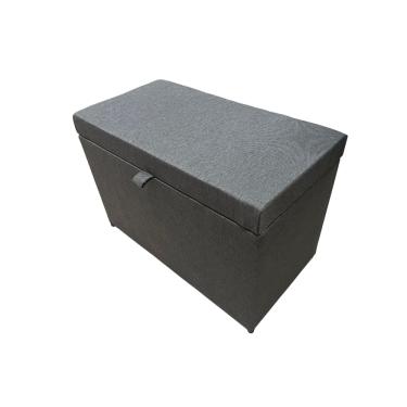 Imagem de Puff Baú Estofado Retangular C/ Pistão á Gás Em Linho - Cinza