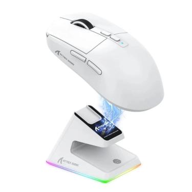 Imagem de Mouse Gamer Attack Shark X6 26K DPI RGB + Dock Branco