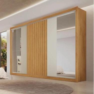 Imagem de Guarda Roupa Espelho 3 Portas 6 Gavetas Vitoria peroba off Móveis Euro