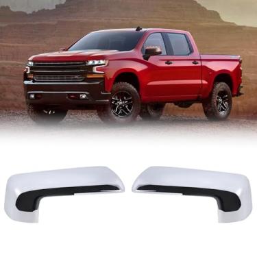 Imagem de Lqito Acabamento da tampa do espelho do lado esquerdo e direito compatível com Chevy Silverado 1500 GMC Sierra 1500 lateral externa retrovisor lateral acessórios externos cromados