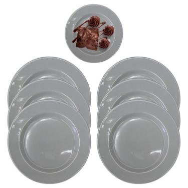 Imagem de 6 Pratos 20cm em Melamina Cinza Resistente Hotel - Sk