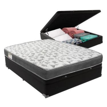 Imagem de Cama Box Baú Viúvo Preto + Colchão ISO100 D33 Ortobom