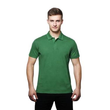 Imagem de Camisa Masculina Gola Polo Piquet Poliéster - Genérico, Verde bandeira