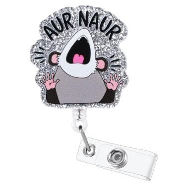 Imagem de AUR Naur Carretel de crachá de enfermeira engraçado, lindo gambá RN, suporte de crachá de trabalho com nome de identificação peds com acessórios de clipe retrátil para LPN CNA MA enfermeira médica