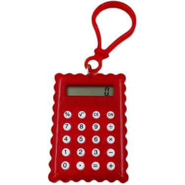 Imagem de Mini bolso vermelho portátil 8 dígitos em forma de biscoito calculadora de mesa digital para crianças e estudantes