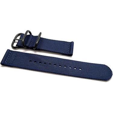 Imagem de Da Luca Pulseira de relógio de nylon balístico de duas peças - azul-marinho (fivela PVD): 18 mm