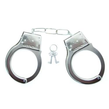 Imagem de Algema de metal prata Policial Sexshop Produtos Adultos Fetiche Sado BDSM