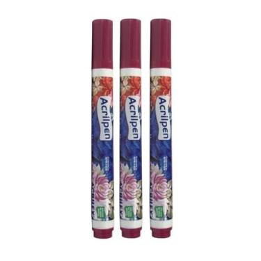 Imagem de Caneta Para Tecido Acrilpen 3 Unidade - Acrilex - Pintura Permanente e Personalização É Ideal Para Personalizar E Detalhar Seus Projetos De Tecido Com Precisão E Durabilidade (565 Vinho)
