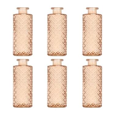 Imagem de XLWLLNJ 6x Vasos de vidro para flores, mini vasos portáteis, recipientes decorativos para plantas, arranjos florais para quarto e ambientes internos, Marrom
