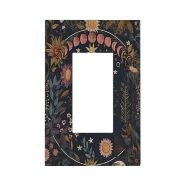 Imagem de Yamxbfa Celestial Sun Moon Phase Starry Sky Dark Academia Witchy Botanical Single Rocker Light Switch Plate Cover Plate 1 Gang Outlet Covers Decorative Gfci Electrical Wall Plate Dimmer Plate Coves