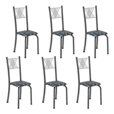 Imagem de Cadeiras para Sala de Jantar 6 Unidades Sara Preto / Prata