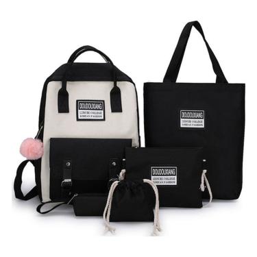 Imagem de Conjunto de 5 mochilas para estudantes, bolsas escolares, caneta, lona