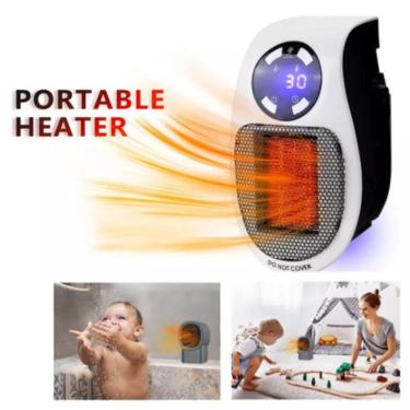 Imagem de Aquecedor Portátil de Tomada Digital com Controle Remoto, 500W, Display LED, Timer, até 10m2, Branco