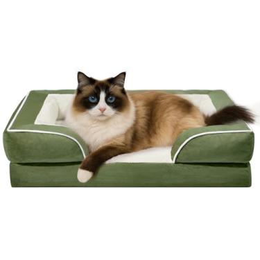 Imagem de Comfort Expression Sofá-cama impermeável com espuma ortopédica para cães pequenos, cama confortável para animais de estimação com capa removível lavável e fundo antiderrapante (PP, verde claro)