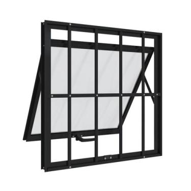 Imagem de Janela Maxim-Ar em Alumínio Grade Classic 60x60 1 Folhas Preta Alumifi