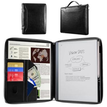 Imagem de E NET-CASE Capa para tablet Remarkable 2 de 10,4 polegadas (lançado em 2020) – Capa de couro PU com design portátil para notáveis 2 papéis digitais com zíper e suporte para caneta (preto)