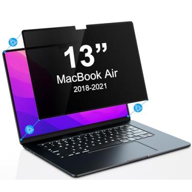 Imagem de [Versão 2024] Tela de privacidade PYS NanoCling para MacBook Air de 13,3 polegadas (2018-2021, M1) e MacBook Pro 13 polegadas (2016-2022, M1, M2) - reutilizável e removível, 2 peças de capa de câmera