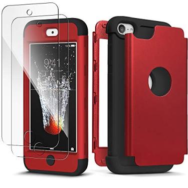 Imagem de Capa para iPod Touch da IDWELL com 2 protetores de tela, capa para iPod 6, [série de três camadas] capa protetora resistente à prova de choque de alto impacto para Apple iPod Touch 5 6ª geração, Red+Black
