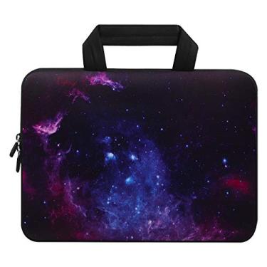 Imagem de Bolsa para laptop 11 11,6 12 12,1 polegadas, capa protetora de neoprene para notebook, Ultrabook, capa compatível com MacBook Chromebook Tablet com alça para presente de escritório (roxo Galaxy)