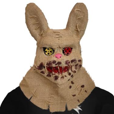 Imagem de LANGFON Halloween Bunny Scary Mask Scarecrow Rebbit Burlap Head Mask for Adult Halloween Cosplay, Bloody Creepy Animal Masks for Horror Costume Play Party Gift Props Outdoor Decor Haunted House