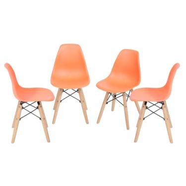 Imagem de Kit 4 Cadeiras Base Madeira Eames Dkr OR Design Laranja