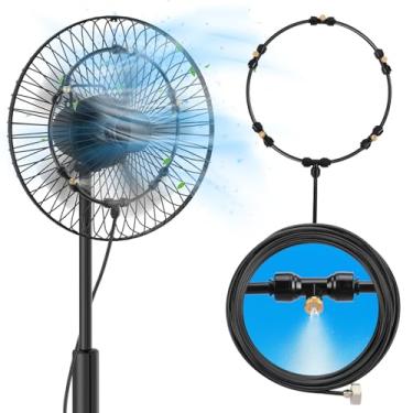 Imagem de Bigmeta Ventilador antivazamento para pátio externo - Sistema de resfriamento pré-montado com linha de nebulização de 6 m, 5 bocais de latão resistentes, varanda de verão, jardim, quintal, quintal