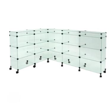 Imagem de Balcão L Invertido Porta Bijuterias e Rodízios - 1,50 x 1,10 x 1,00