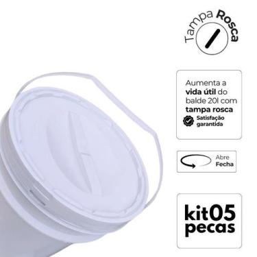 Imagem de Balde Para Gel 20 Litros E Tampa Rosca - Kit 5 Pçs - Nastripack