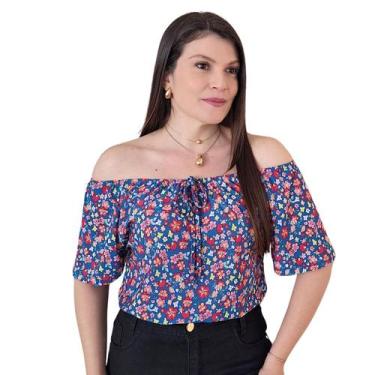 Imagem de Blusa Feminina Ciganinha Ombros Manga Curta Soltinha Estampas - MADALI
