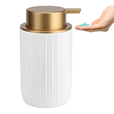 Imagem de Dispensador de sabão líquido de cerâmica com bomba fácil de pressionar dispensador de líquido manual (não pode espumar) para bancada de banheiro de xampu 382 g