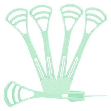 Imagem de Raspador de língua descartável Fecawd 100 unidades com palitos dentári