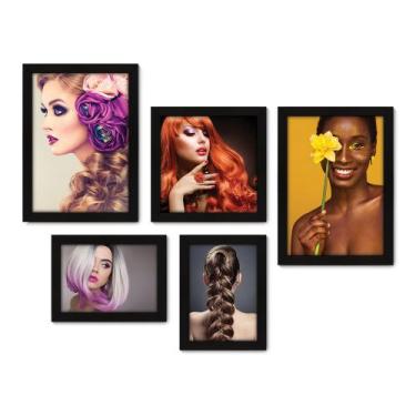 Imagem de Kit Com 5 Quadros Decorativos - Salão de Beleza - Cabelos - Unhas - Ma