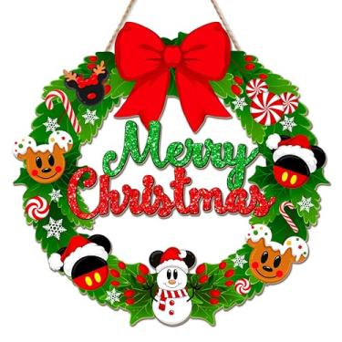 Imagem de Decoração de Natal para porta de mouse, guirlanda de feliz Natal para porta da frente, boneco de neve de gengibre em forma de mouse, decorações de doces de hortelã-pimenta para parede de casa, férias