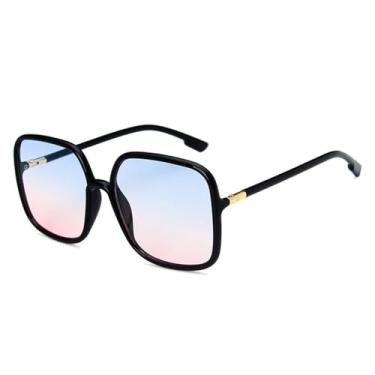 Imagem de Óculos de sol vintage clássicos femininos, armação de plástico, lentes transparentes, cinza e rosa, azul e rosa, 140 mm