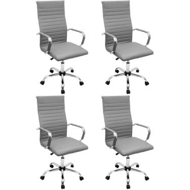 Imagem de Kit 4 Cadeira Eames Esteirinha Presidente Escritório Alta Cinza - Lianto Decor