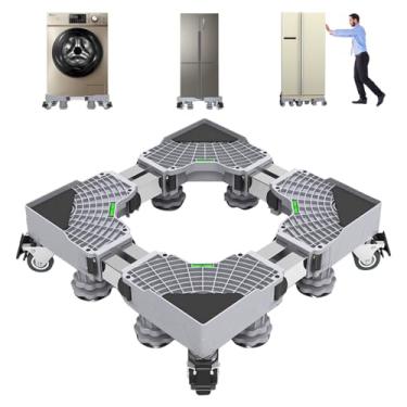 Imagem de Wazusogok Pedestal de lavadora e secadora, ideal como suporte para máquina de lavar e secar com estabilidade de 8 pontos e 4 rodízios, base ajustável de 45 a 68 cm, altura 10 a 12 cm