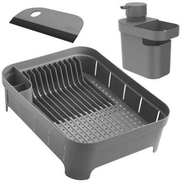 Imagem de Kit Escorredor De Louça Dispenser Detergente Rodinho - Ou