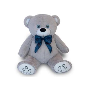 Imagem de Urso de Pelúcia Théo 70cm Anti-alérgico - Toybrink, Cinza, Azul
