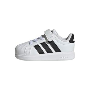 Imagem de adidas Tênis infantil unissex Streetalk de renda elástica, Branco/Preto/Preto, 12 Wide Little Kid