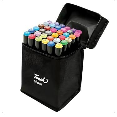 Imagem de Canetas De Colorir Ponta Dupla - Ideal Para Colorir, Desenhos, Uso Profissional ou Escolar, Com Estojo Para Todas as Idades