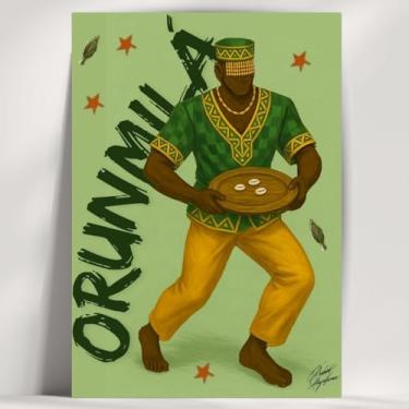 Imagem de Coleção de 62 quadros decorativos Giz - Umbanda e Candomblé - Decoração Orixá - Afro Brasileira - Escolha o seu Orixá! (Clássico, Orunmilá, 28x20cm)