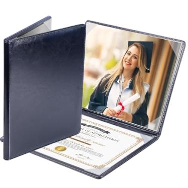 Imagem de Porta-Certificados Capa de Diploma Acolchoada Presentes de Formatura Cidadania dos EUA Naturalização 21 x 28 cm - Couro Azul